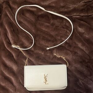 Yves Saint Laurent Cream Crossbody Bag with Gold Accents